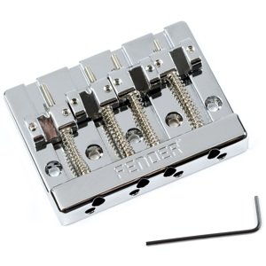 Fender HiMass 4-String Bass Bridge Assembly With Brass Saddles, Chrome