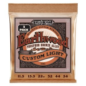 Ernie Ball 3545 Earthwood Custom Light Phosphor Bronze 3-Pack