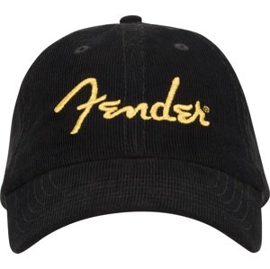 Fender Gold Spaghetti Logo Corduroy Baseball Hat, Black, One Size