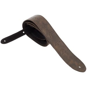 PRS 2" Leather Strap, Embossed Birds, Worn Black