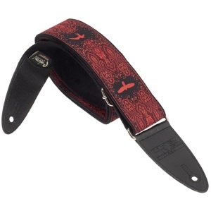 PRS 2" Guitar Strap, Custom Jacquard Birds Fleur, Red