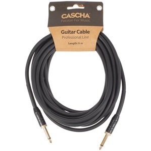Cascha Professional Line Guitar Cable, Straight, Black, 6 m
