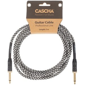 Cascha Professional Line Guitar Cable, Straight, Tweed Black, 3 m