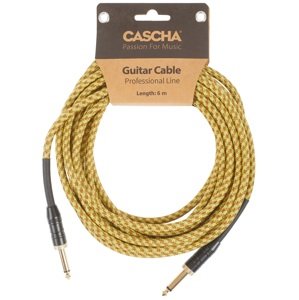 Cascha Professional Line Guitar Cable, Straight, Tweed Natural, 6 m