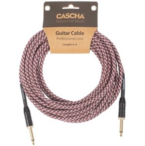 Cascha Professional Line Guitar Cable, Straight, Tweed Red, 6 m