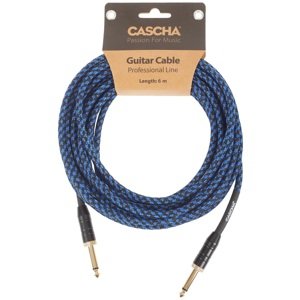 Cascha Professional Line Guitar Cable, Straight, Tweed Blue, 6 m