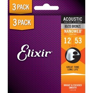 Elixir Nanoweb 80/20 Bronze Light 3-Pack